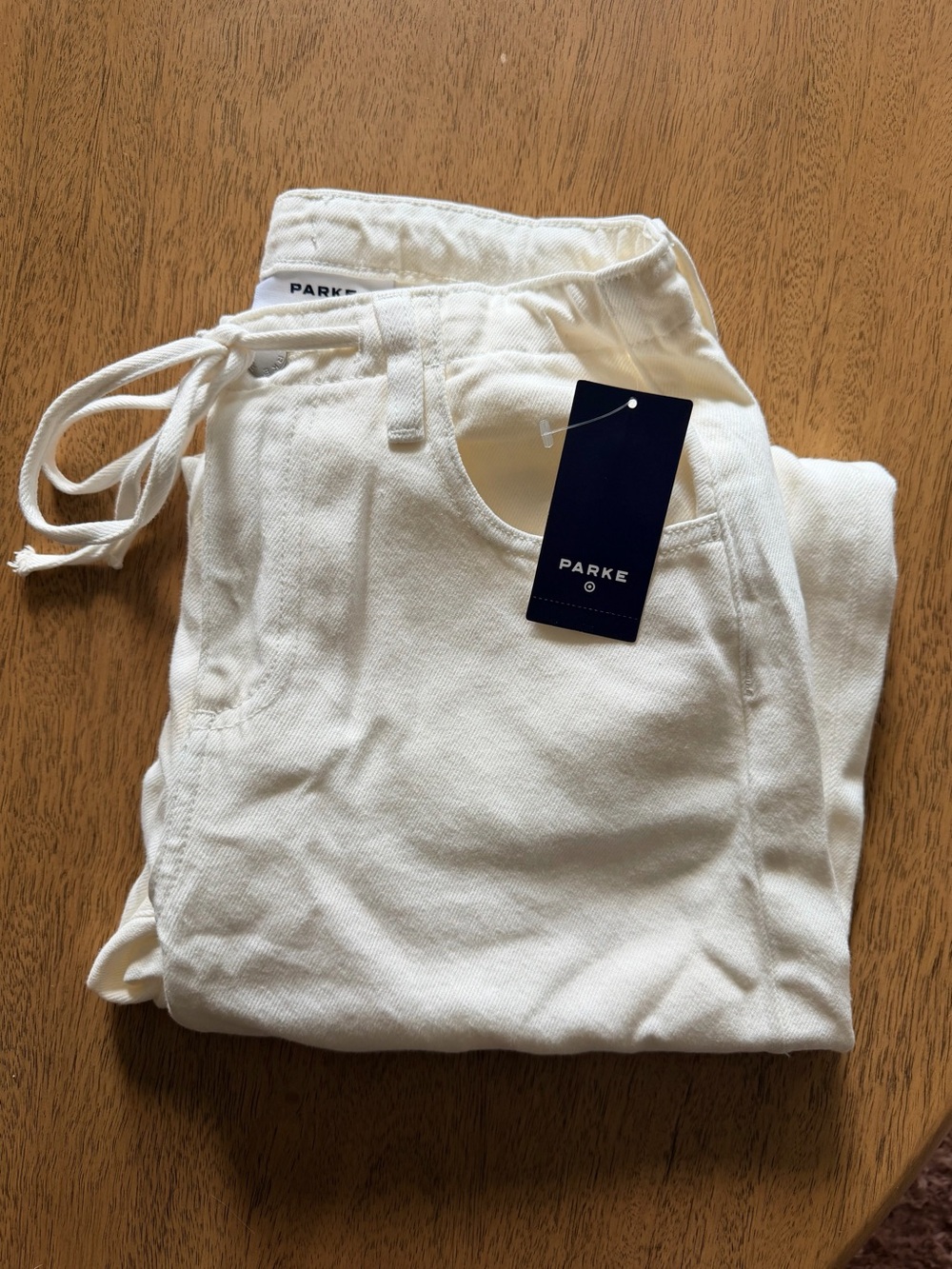 Parke x Target Cream Mid-Rise Drawstring Baggy Jeans - Picture 5 of 6